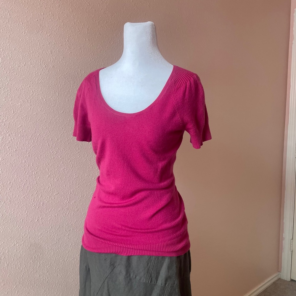 90s / 2000s Fuchsia Pink Merino Wool Preppy Academia Blouse by‎ The Limited